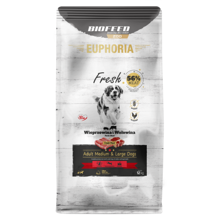 EUPHORIA Fresh z wieprzowiną i wołowiną M/L 12 kg