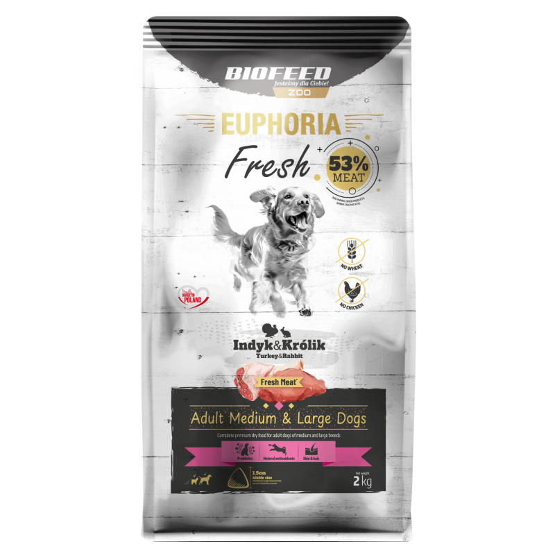 EUPHORIA Fresh z indykiem i królikiem M/L 12 kg