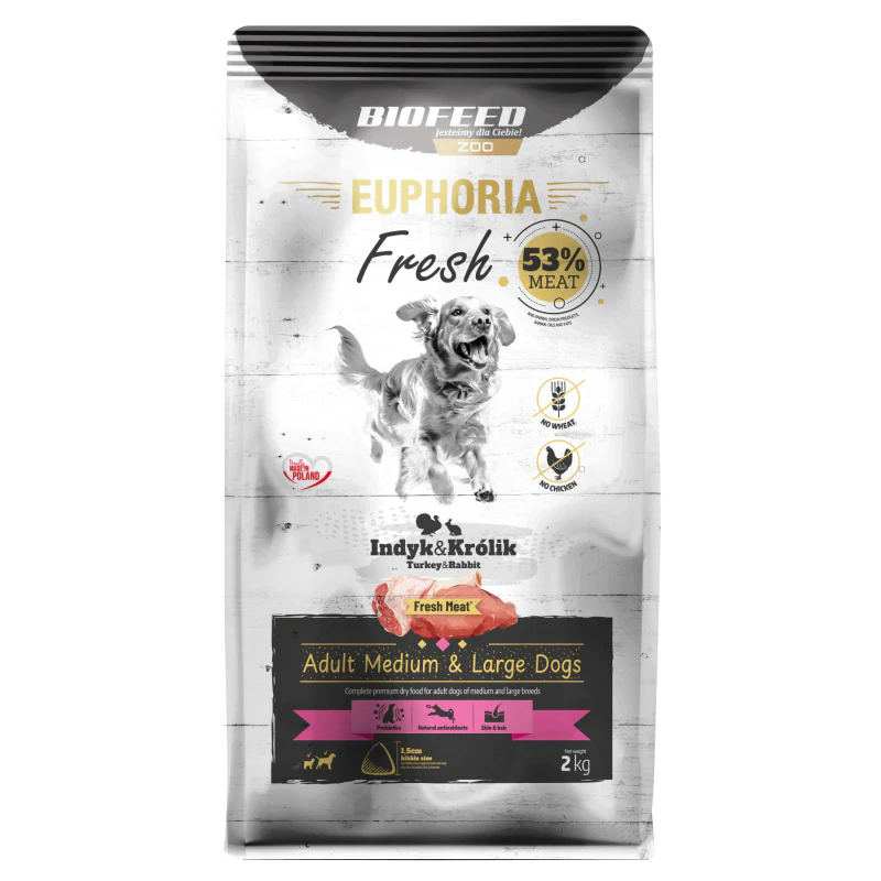 EUPHORIA Fresh z indykiem i królikiem M/L 12 kg