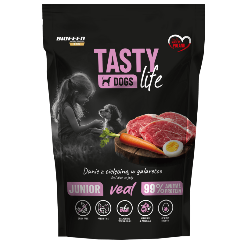 TASTY DOG LIFE CIELĘCINA 90% SASZETKA 500G DLA SZCZENIĄT