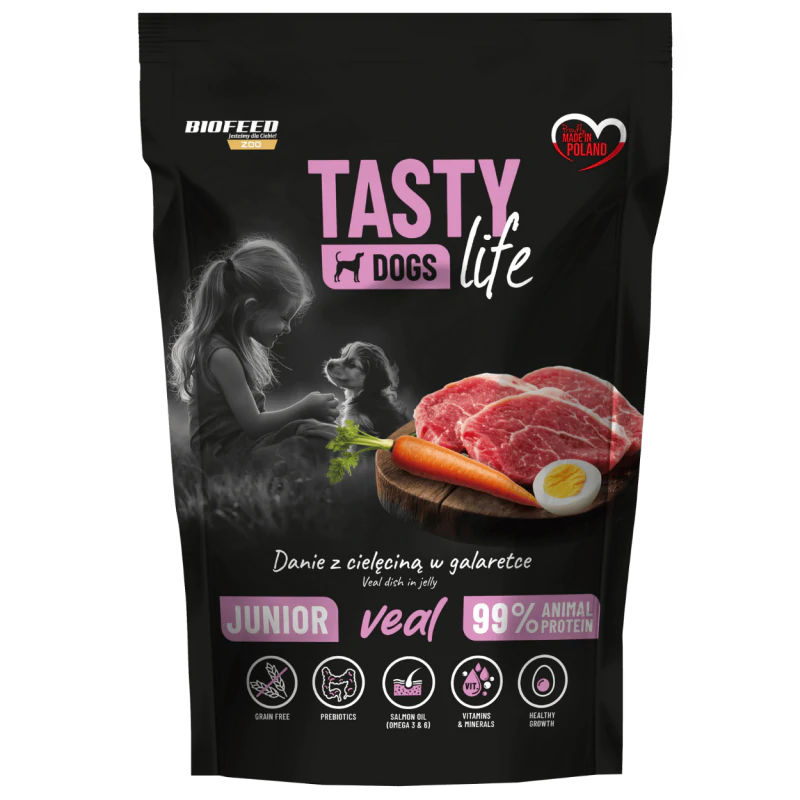 TASTY DOG LIFE CIELĘCINA 90% SASZETKA 500G DLA SZCZENIĄT