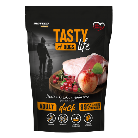 Tasty Dogs Life KACZKA 90% - karma mokra w galaretce 500g