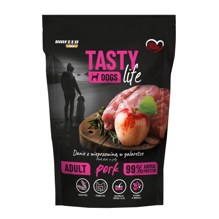 Tasty Dogs Life WIEPRZOWINA 90% – mokra karma w galaretce 500 g