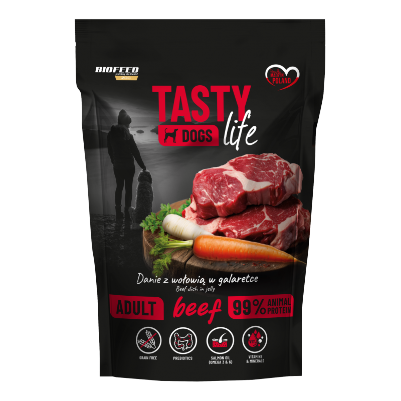 Mokra karma dla psów Tasty Dogs Life WOŁOWINA 90% 500 g