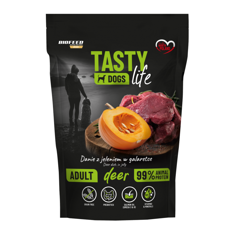 Tasty Dogs Life JELEŃ 90% mokra karma dla psa 500g