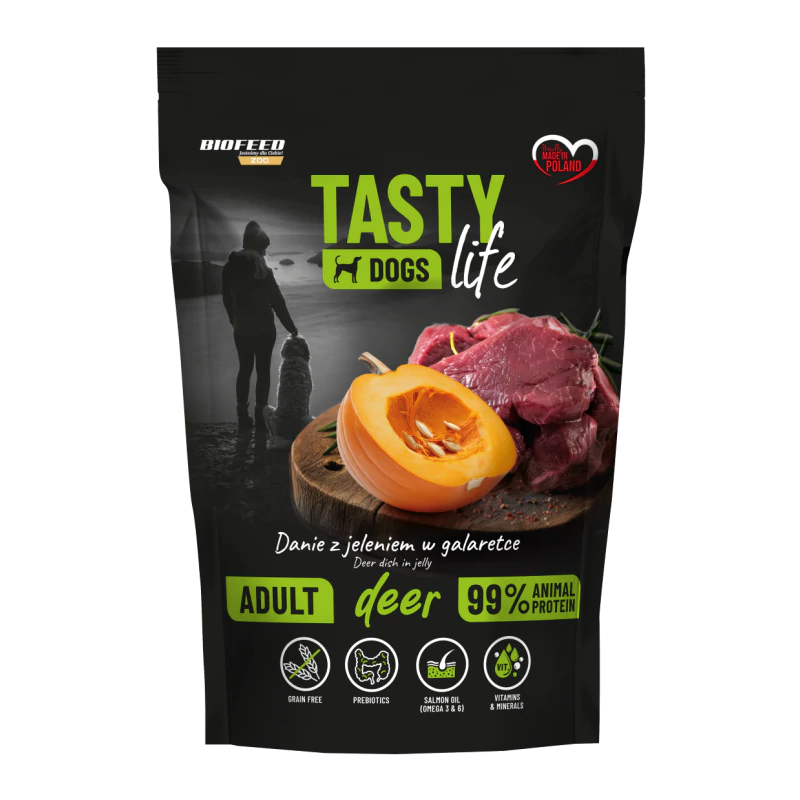 Tasty Dogs Life JELEŃ 90% mokra karma dla psa 500g