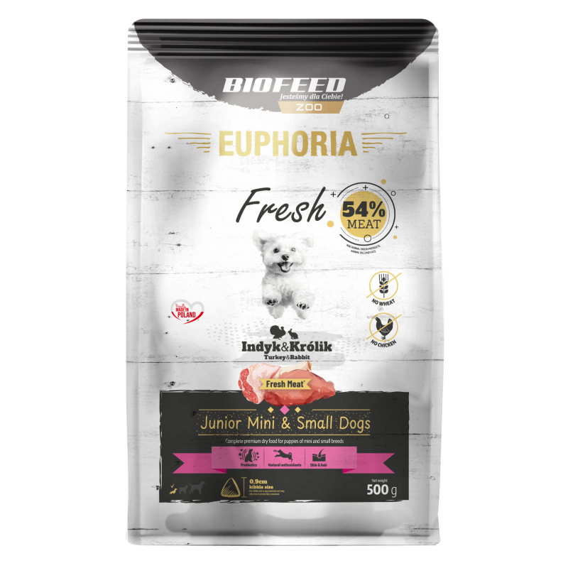 EUPHORIA Fresh Junior z indykiem i królikiem S 0,5 kg