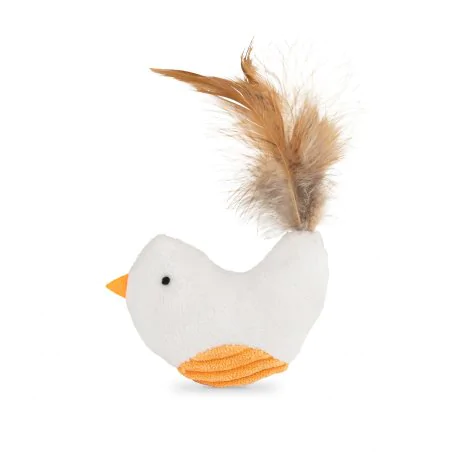 Pluszowy ptak z piórkiem 8 cm – zabawka dla kota