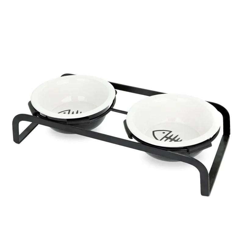 Ceramiczne miski dla kota na stojaku 12 cm