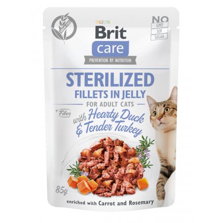 Brit Care Cat Fillets in Jelly Sterilized – Kaczka i Indyk, 85 g