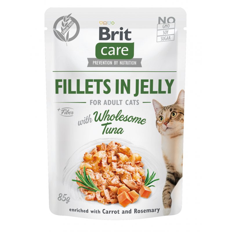 Brit Care Cat Fillets in Jelly, tuńczyk, marchew i rozmaryn