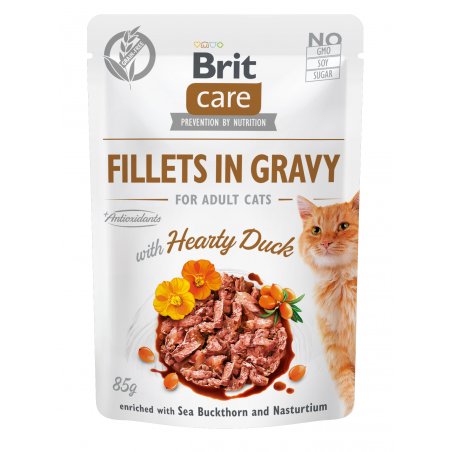 BRIT CARE CAT FILLETS IN GRAVY HEARTY DUCK 85G