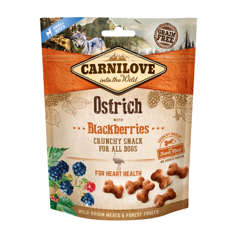 Carnilove Crunchy Snack, struś i jeżyna, 200g