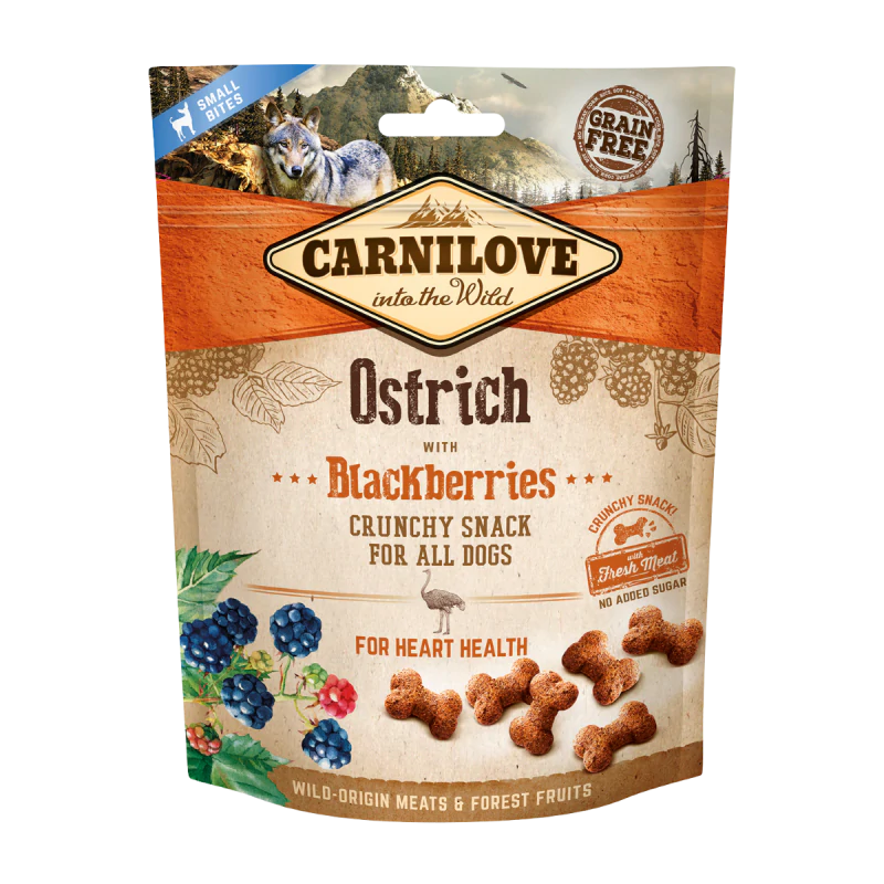 Carnilove Crunchy Snack, struś i jeżyna, 200g