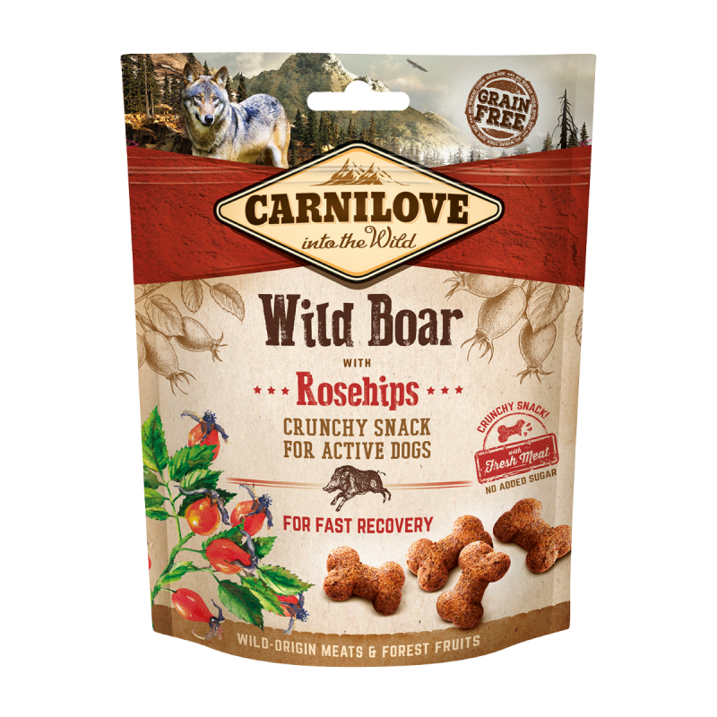 Carnilove Crunchy Snack, dzik i owoce dzikiej róży, 200g