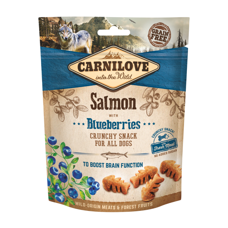 Carnilove Crunchy Snack, łosoś z jagodami, 200g