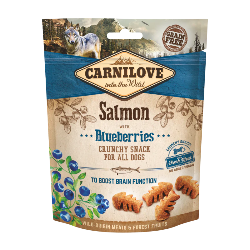 Carnilove Crunchy Snack, łosoś z jagodami, 200g