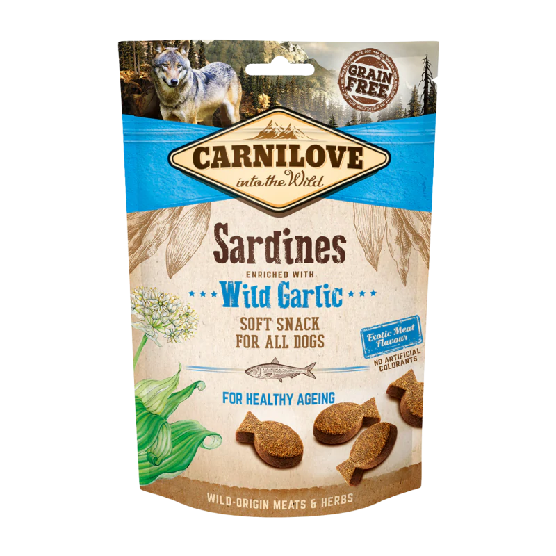 Carnilove Semi Moist Snack, sardynki i czosnek niedźwiedzi, 200g