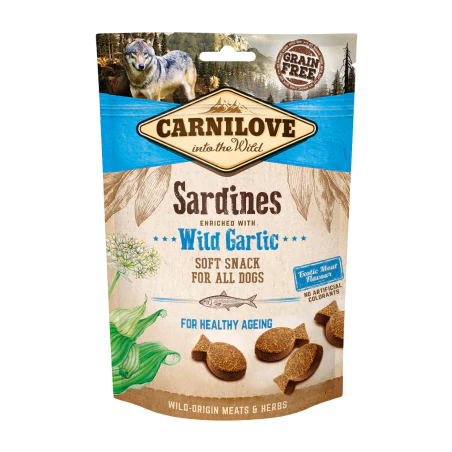 Carnilove Semi Moist Snack, sardynki i czosnek niedźwiedzi, 200g