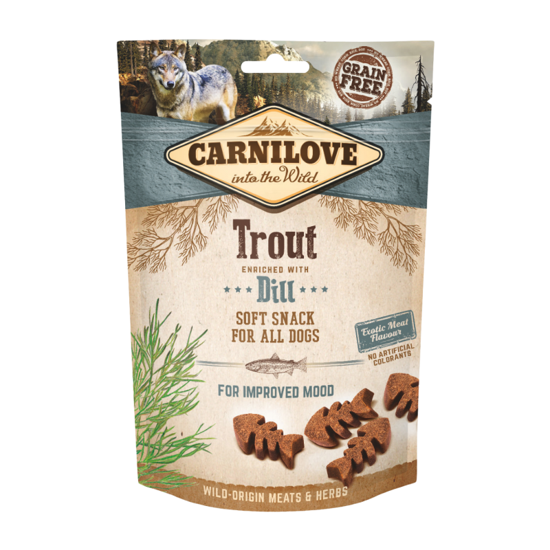 Carnilove Semi-Moist Snack, pstrąg i koperek, 200g