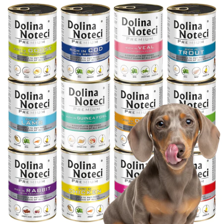 12x DOLINA NOTECI PREMIUM 400G KARMA MOKRA DLA PSA MIX 12 SMAKÓW