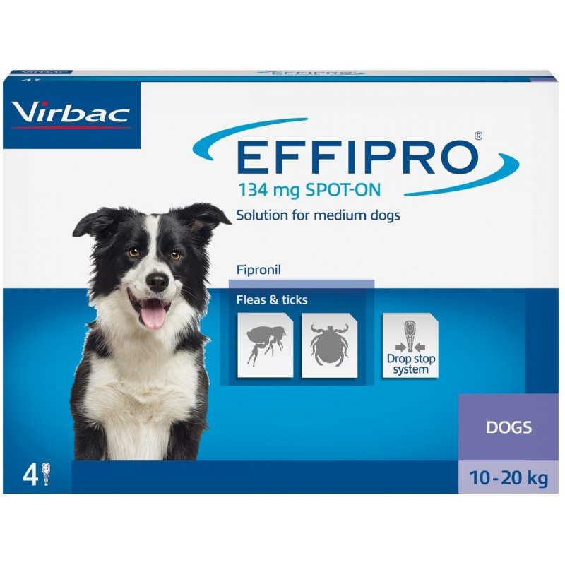 Virbac EFFIPRO Spot-On M Pies 10-20kg Krople na kleszcze 4szt.