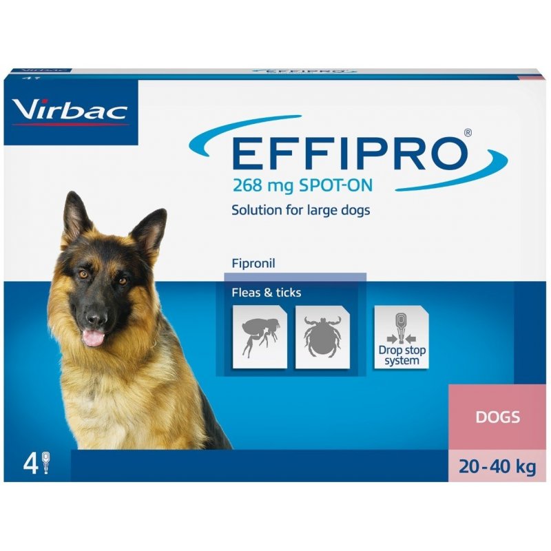 Virbac EFFIPRO Spot-On L Pies 20-40kg Krople na kleszcze 4szt.
