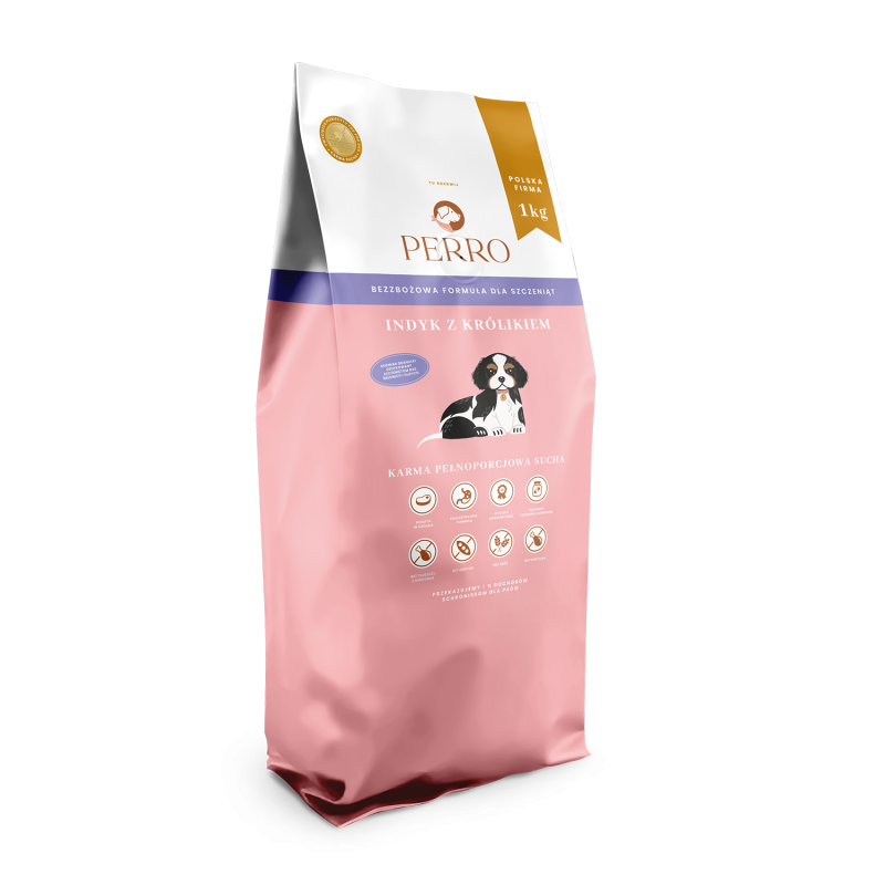 PERRO JUNIOR Indyk z Królikiem karma sucha dla szczeniąt 1 kg