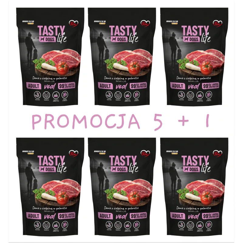 Zestaw Tasty Dogs Life CIELĘCINA 90%