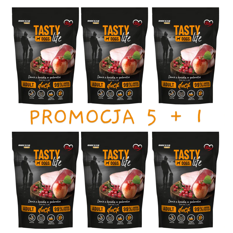 Zestaw Tasty Dogs Life KACZKA 90% 500g