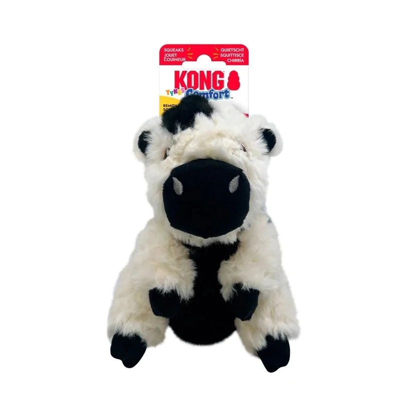 KONG Comfort Tykes Krówka 19 cm – pluszowa piszcząca zabawka dla psa