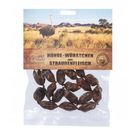 Oryginalne mini kiełbaski dla psa ze strusia 100g