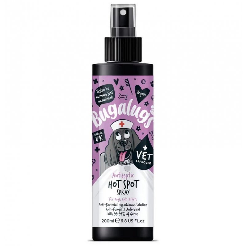Bugalugs Antiseptic Hot Spot Spray 200ml - preparat na stany zapalne skóry psa i kota