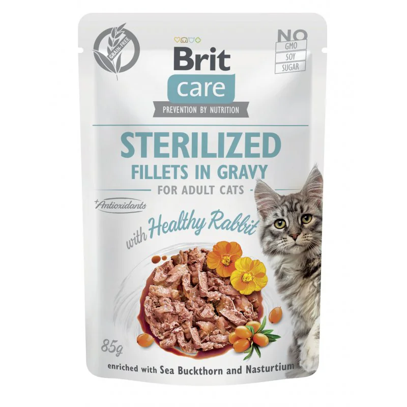 Brit Care Cat Pouch STERILIZED - Zdrowy królik w sosie