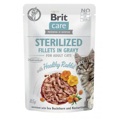 Brit Care Cat Pouch STERILIZED - Zdrowy królik w sosie