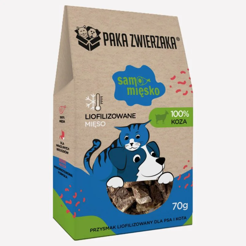 Przysmak dla psa i kota liofilizowany PAKA ZWIERZAKA Samo Mięsko koza 70 g