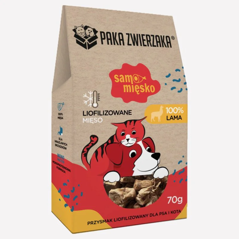 Przysmak dla psa i kota liofilizowany PAKA ZWIERZAKA Samo Mięsko lama 70 g