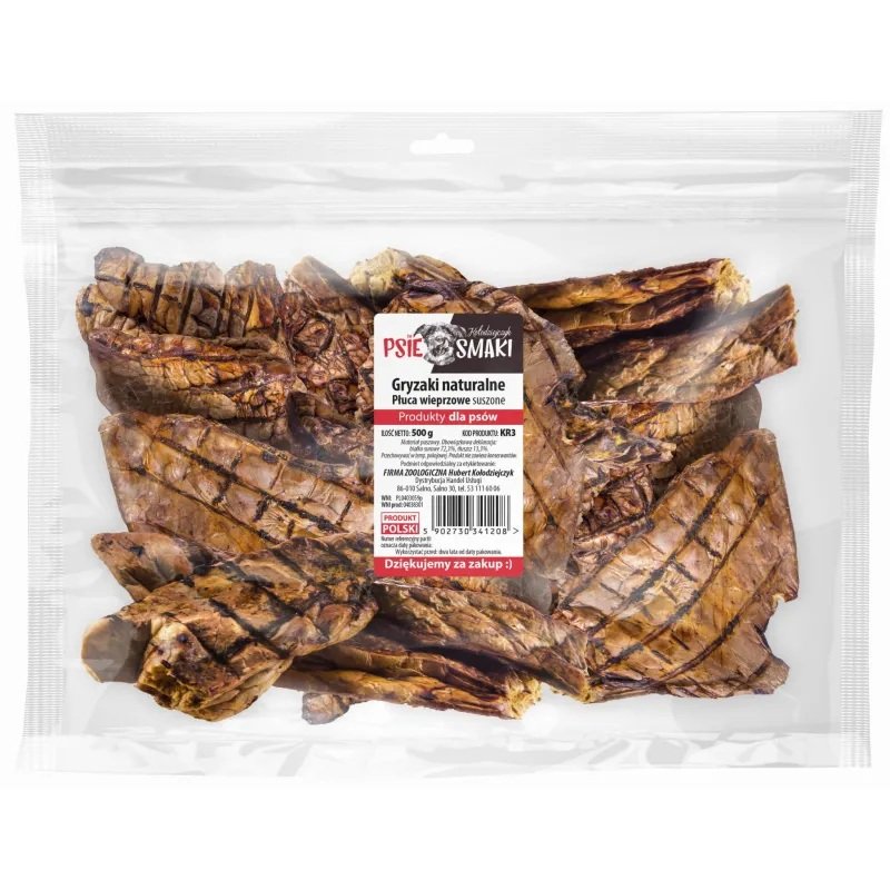 Psie Smaki Płuca Wieprzowe Suszone 500g