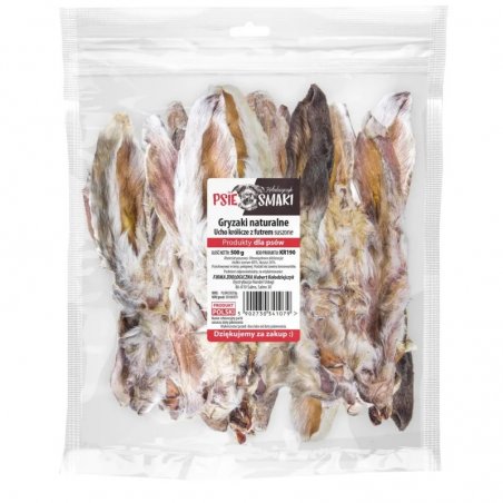 PsieSmaki Ucho Królicze z Futrem suszone 500g