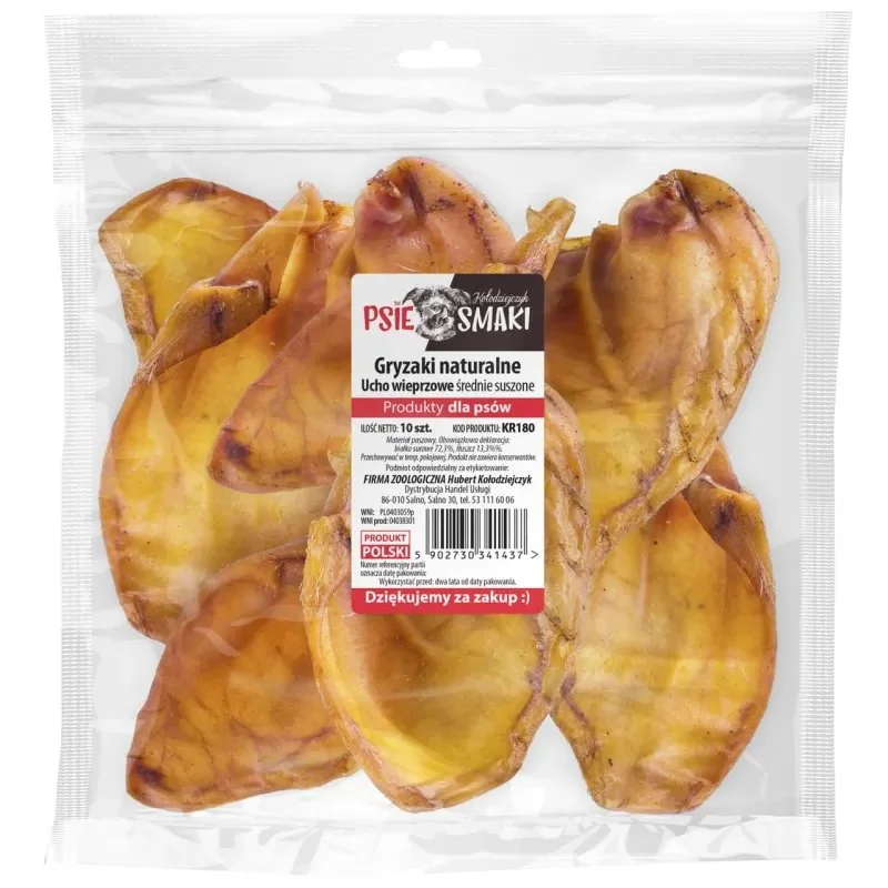 PsieSmaki Ucho Wieprzowe suszone 10szt./op.