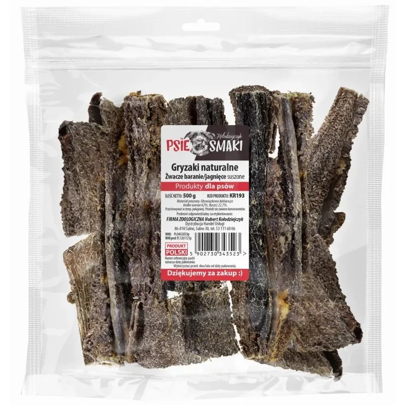 PsieSmaki Żwacze Baranie suszone 500g | 5-10cm