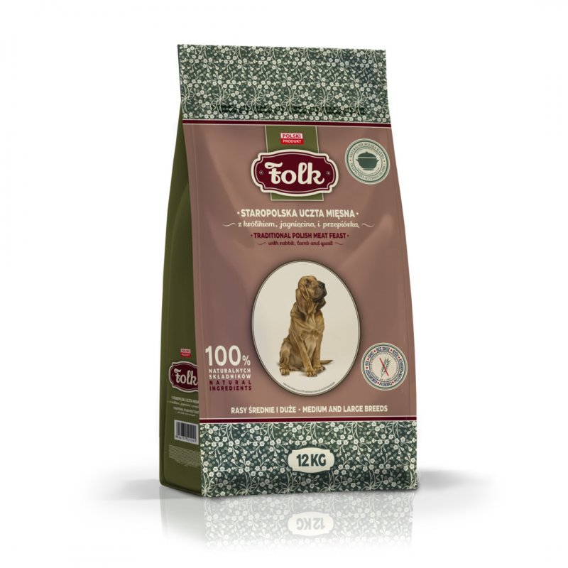 Karma sucha dla psa FOLK M&L Staropolska uczta mięsna z królikiem, jagnięciną i przepiórką 12 kg