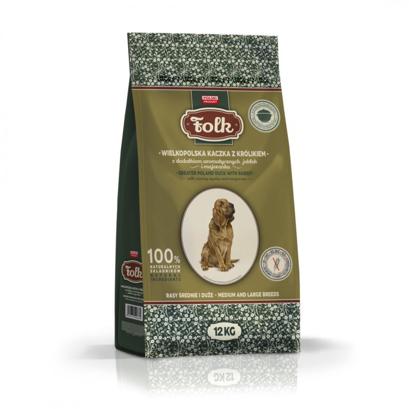 Karma sucha dla psa FOLK M&L Wielkopolska kaczka z królikiem z dodatkiem jabłek i majeranku 12 kg