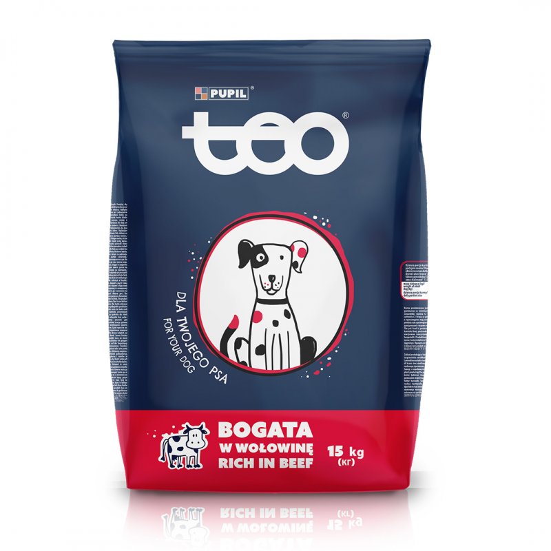 Karma sucha dla psa TEO bogata w wołowinę 15 kg