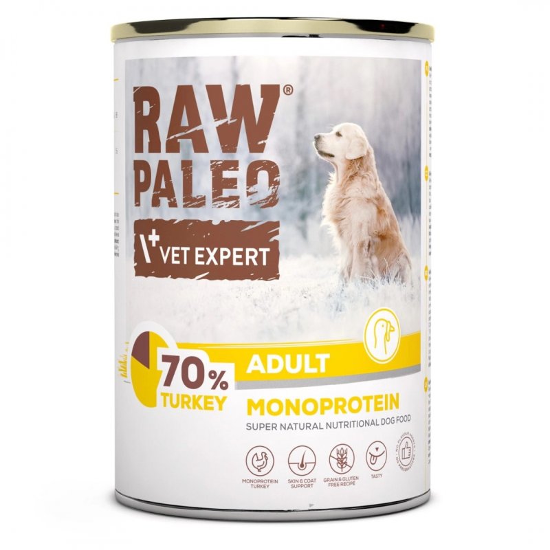 VETEXPERT Raw Paleo Adult Monoprotein Indyk - mokra karma dla psa - 400g