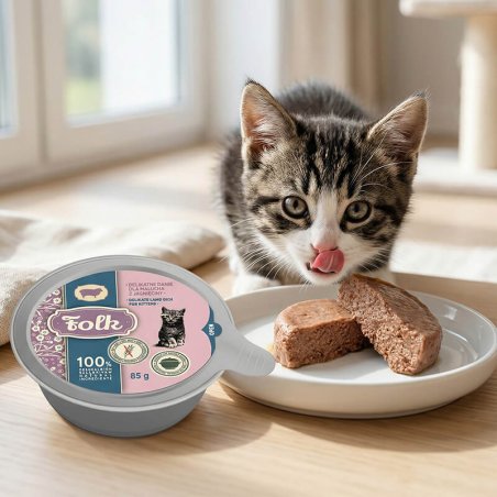 Karma mokra dla kota FOLK Kitten Delikatne danie dla malucha z jagnięciny szalka 85g-8981