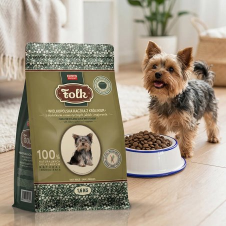 Karma sucha dla psa FOLK MINI Wielkopolska kaczka z królikiem z dodatkiem jabłek i majeranku 1,6 kg-8875