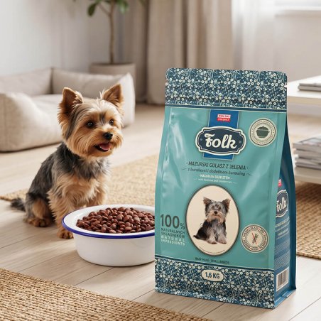 Karma sucha dla psa FOLK MINI Mazurski gulasz z jelenia z burakami i dodatkiem żurawiny 1,6 kg-8834