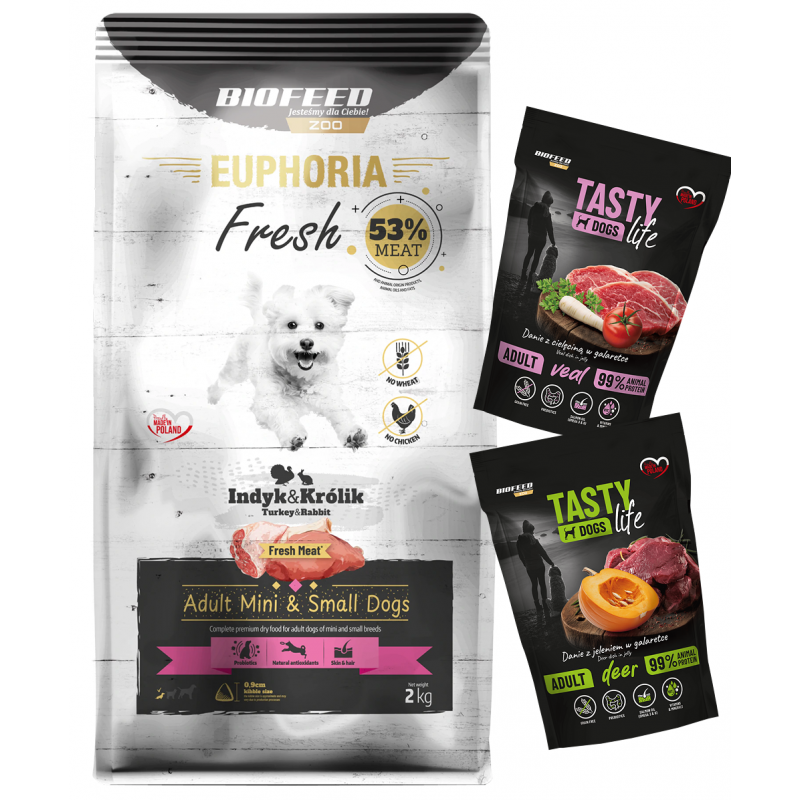 EUPHORIA Fresh z indykiem i królikiem XS/S 2 kg