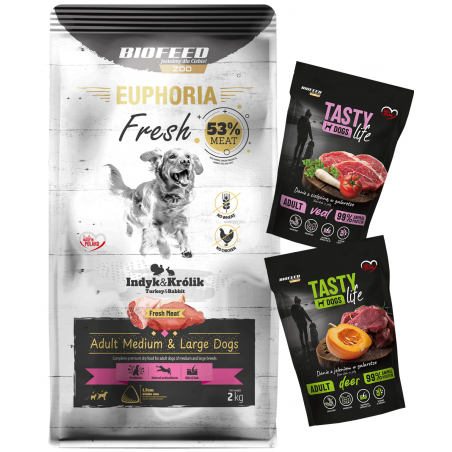 EUPHORIA Fresh z indykiem i królikiem M/L 2 kg